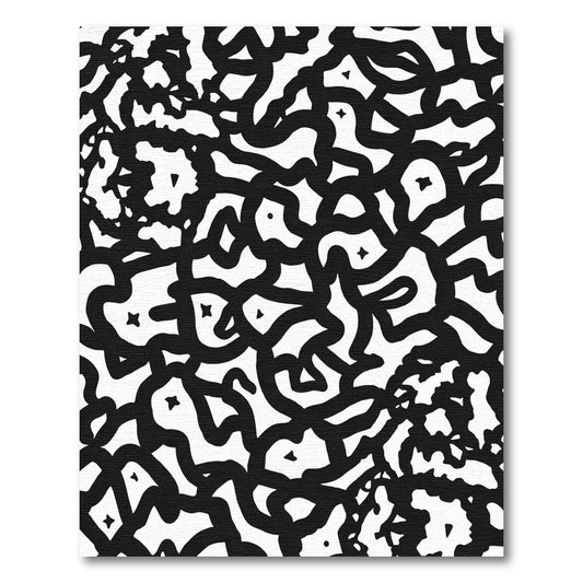Monochromatic Organic Line Art Rug