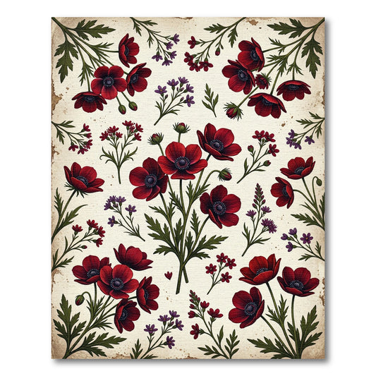 Deep Red Anemone Garden Bloom Rug