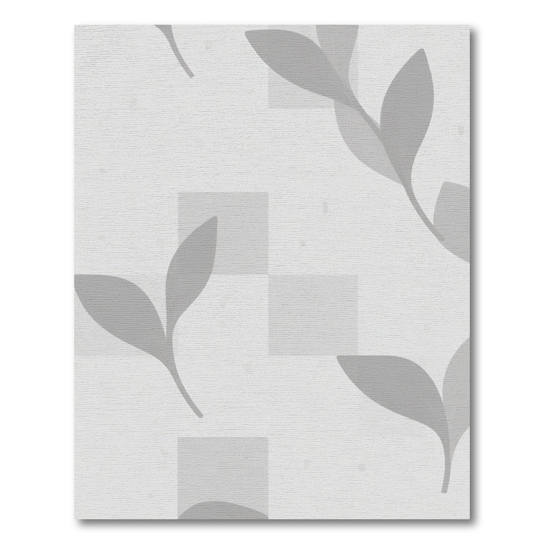 Soft Gray Leafy Squares Rug