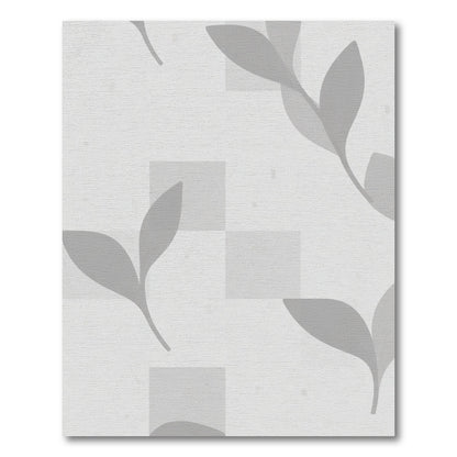 Soft Gray Leafy Squares Rug