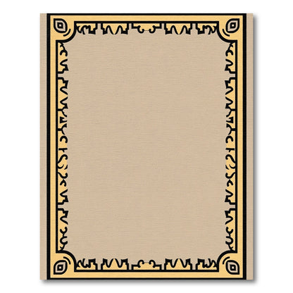 Retro Yellow Black Geometric Border Rug