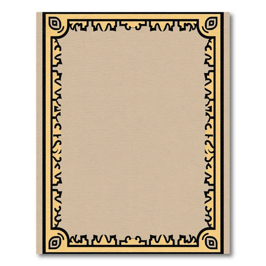 Retro Yellow Black Geometric Border Rug