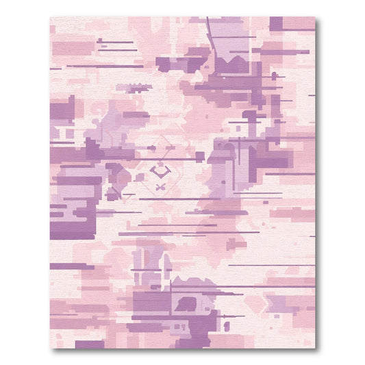 Soft Pink Purple Glitch Blocks Rug