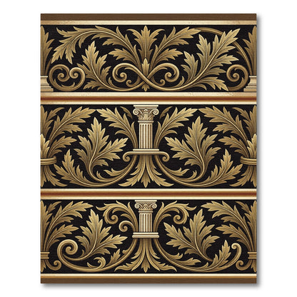 Ornate Gold Leaf Scroll Columns Rug