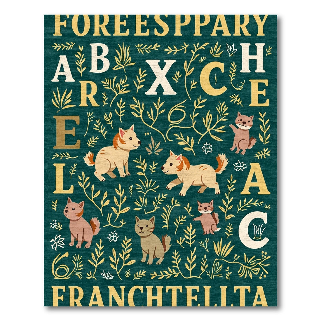 Whimsical Forest Animals Alphabet Rug