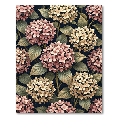 Vintage Blush Hydrangea Botanical Bloom Rug