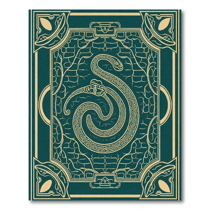 Teal Gold Serpent Crest Emblem Rug
