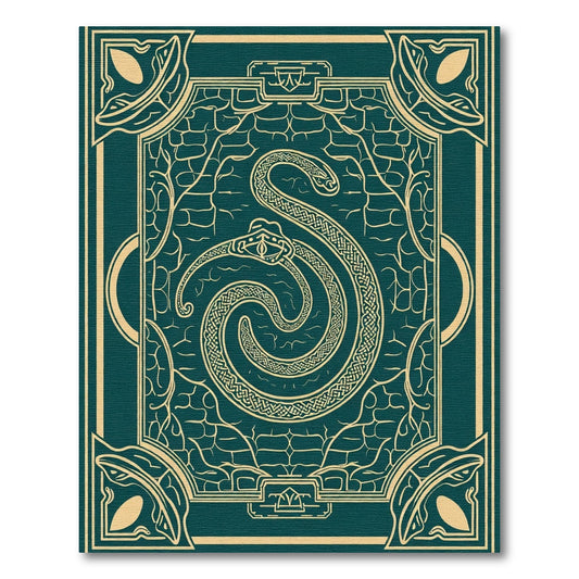 Teal Gold Serpent Crest Emblem Rug