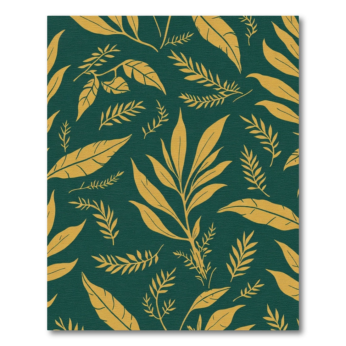 Golden Leafy Sprigs Emerald Background Rug