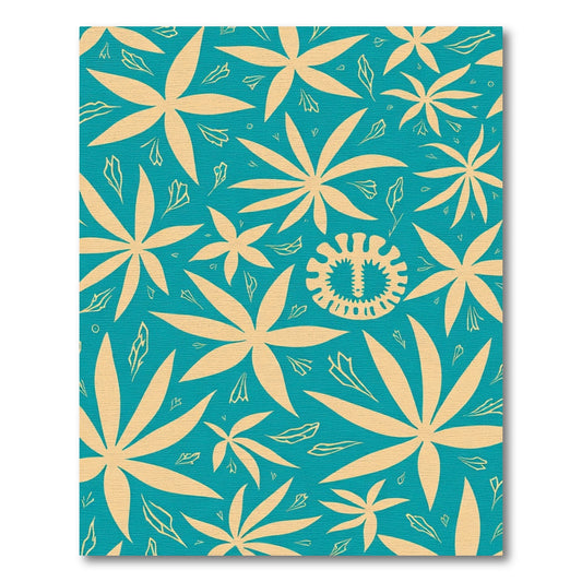 Teal Orange Blossom Tropical Bloom Rug
