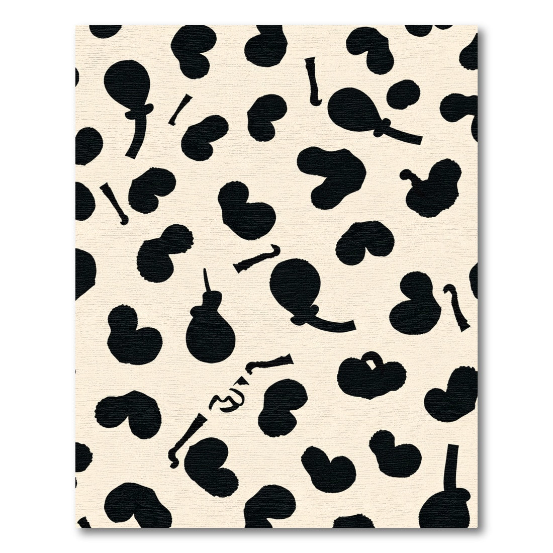 Black Heart Shapes Beige Rug
