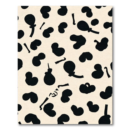 Black Heart Shapes Beige Rug