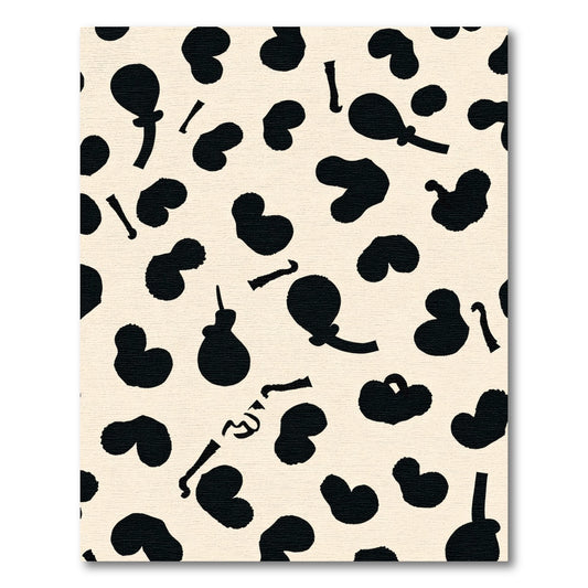 Black Heart Shapes Beige Rug