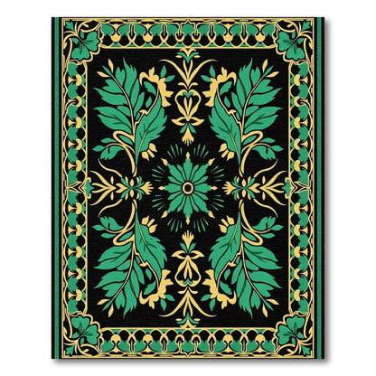 Emerald Golden Art Nouveau Foliage Rug