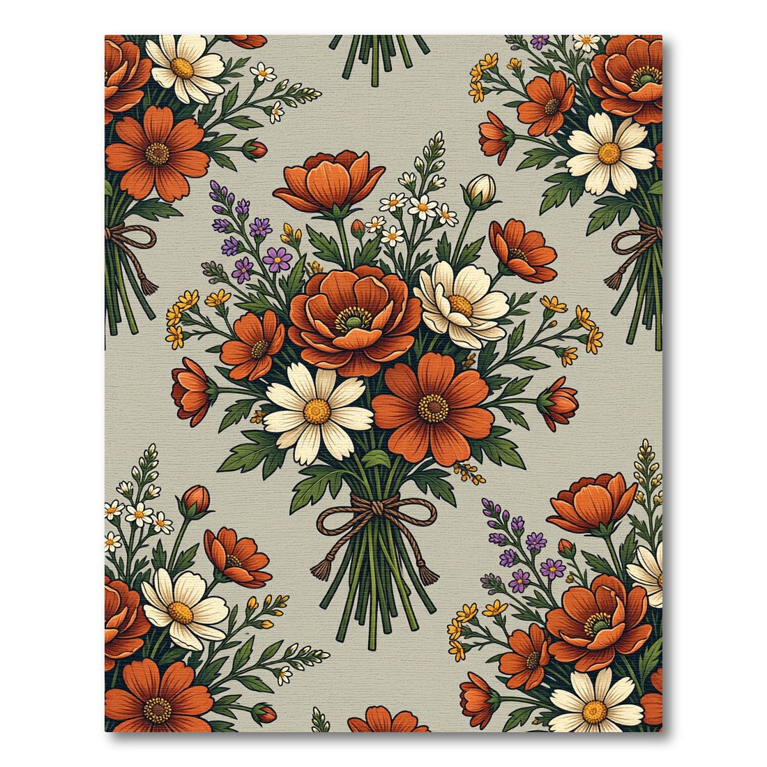 Rustic Autumnal Wildflower Bouquet Earthy Rug