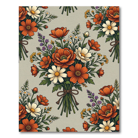 Rustic Autumnal Wildflower Bouquet Earthy Rug