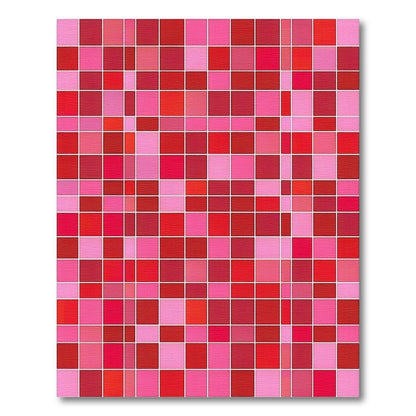 Bold Pink Red Mosaic Grid Rug