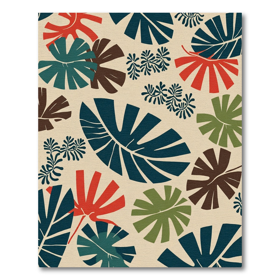 Bold Tropical Leaf Medley Rug