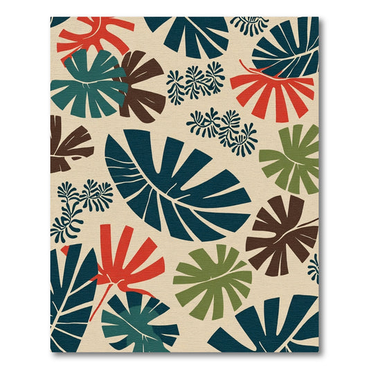 Bold Tropical Leaf Medley Rug