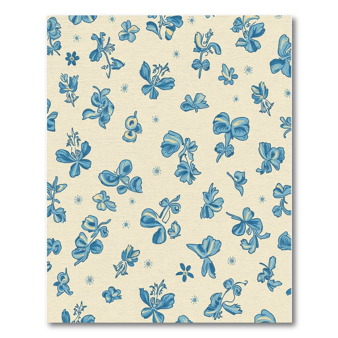 Blue Flowing Floral Scatter Rug