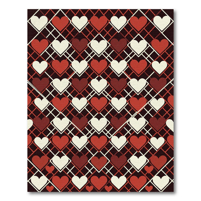 Red and Cream Geometric Heart Lattice Rug