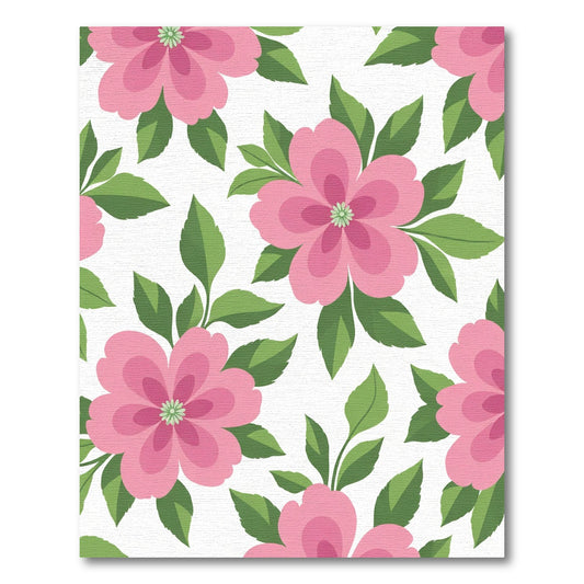 Pink Blossom Leafy Background Rug