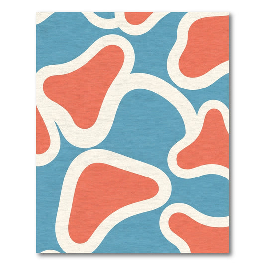 Coral Blue Organic Blob Rug