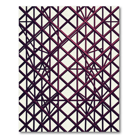 Deep Burgundy Abstract Linear Lattice Rug