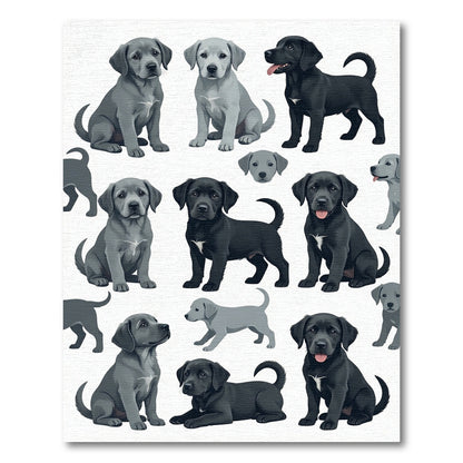 Cute Black and Gray Labrador Puppies Rug