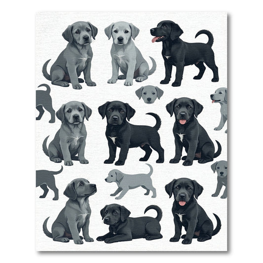 Cute Black and Gray Labrador Puppies Rug