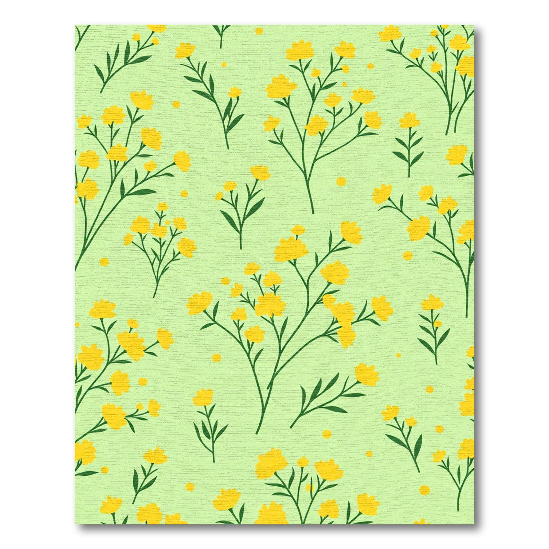 Luminous Yellow Floral Sprig Field Rug