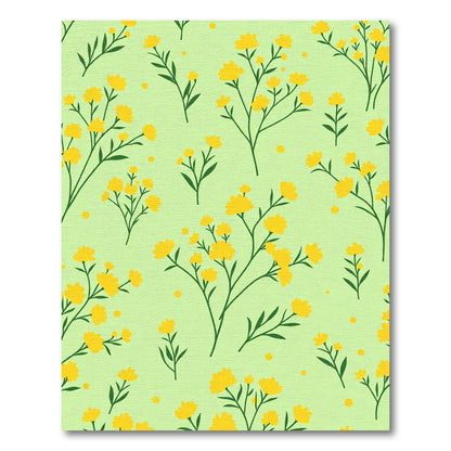 Luminous Yellow Floral Sprig Field Rug