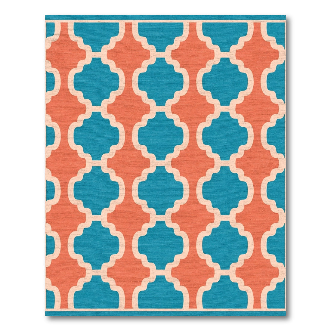Coral Teal Quatrefoil Lattice Rug