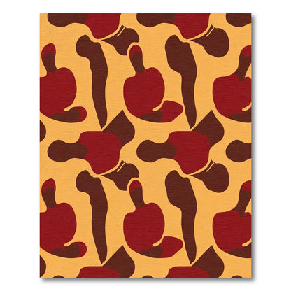Abstract Red Brown Organic Forms Rug