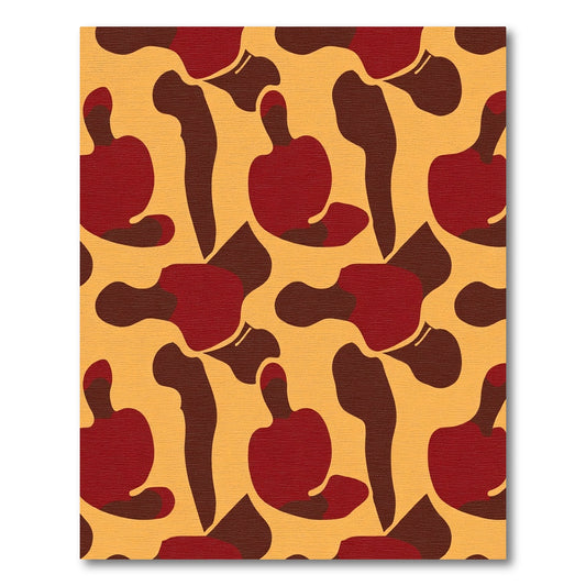 Abstract Red Brown Organic Forms Rug