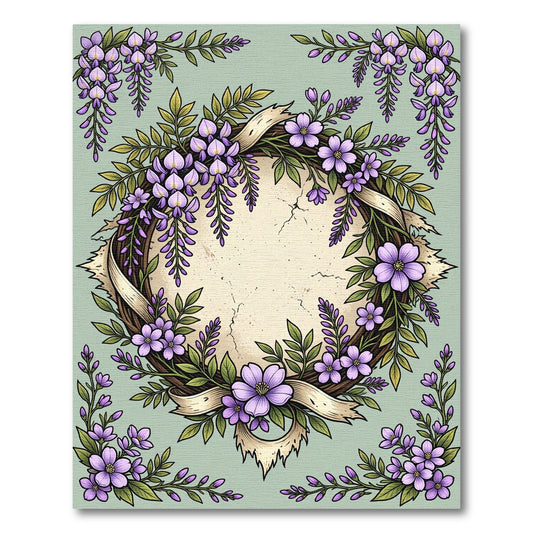 Wisteria Wreath with Purple Blossoms Rug