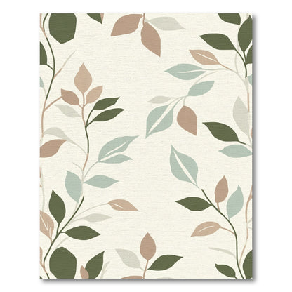 Earthy Tone Botanical Leaf Branches Rug