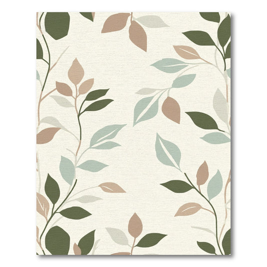 Earthy Tone Botanical Leaf Branches Rug