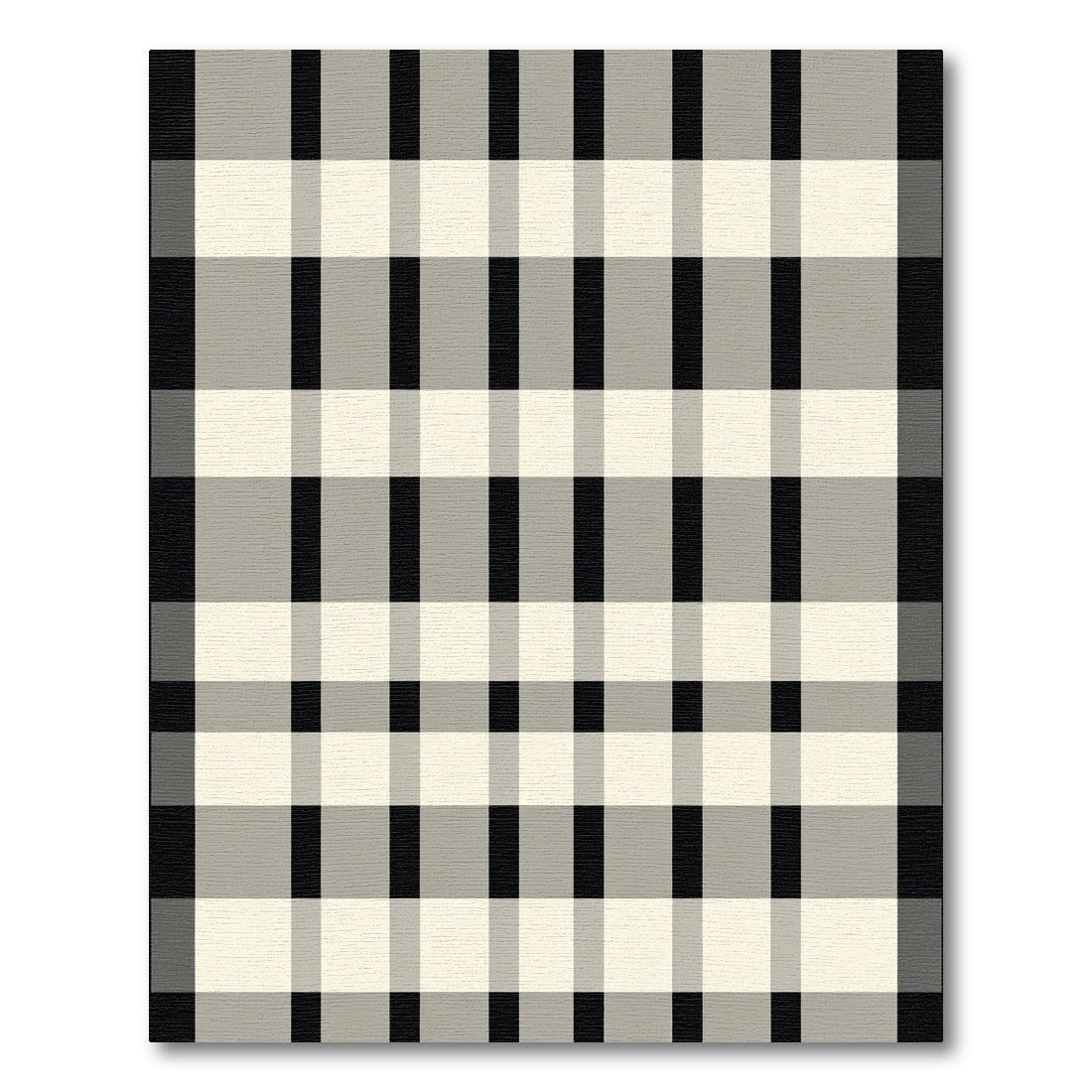 Classic Black Cream Plaid Stripes Rug