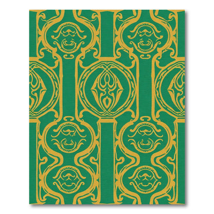 Grand Emerald Golden Art Nouveau Arch Rug