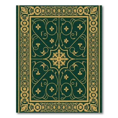 Emerald Gold Scrollwork Floral Medallion Rug