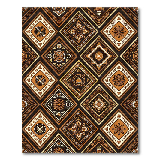Earthy Diamond Tribal Floral Cluster Rug