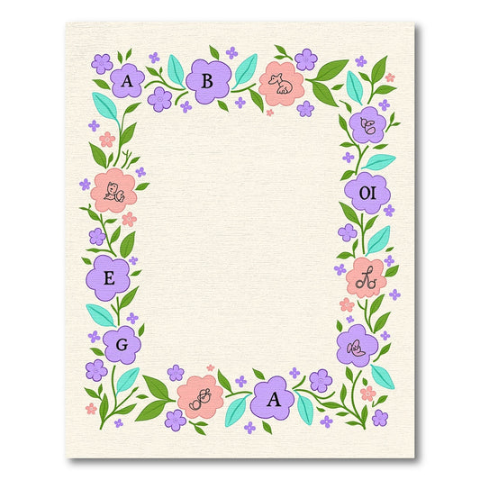 Pastel Floral Alphabet Frame Rug