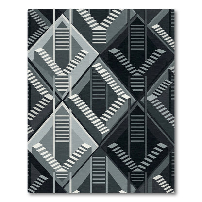 Monochromatic Geometric Illusion Staircase Rug