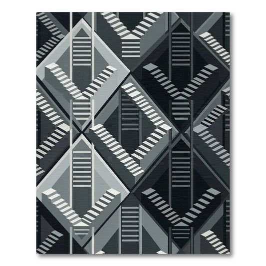 Monochromatic Geometric Illusion Staircase Rug