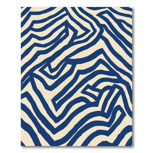 Navy Cream Abstract Stripe Rug