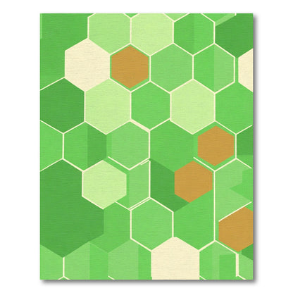 Green Beige Hexagon Gradient Rug