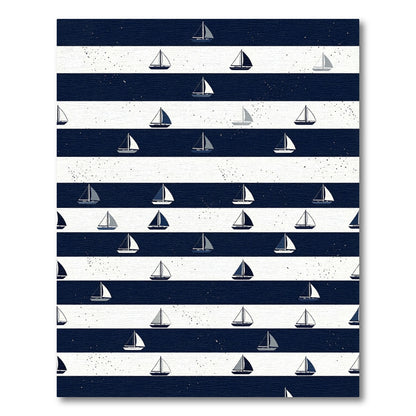 Navy and White Nautical Sailboat Stripe Rug