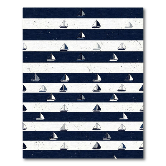 Navy and White Nautical Sailboat Stripe Rug
