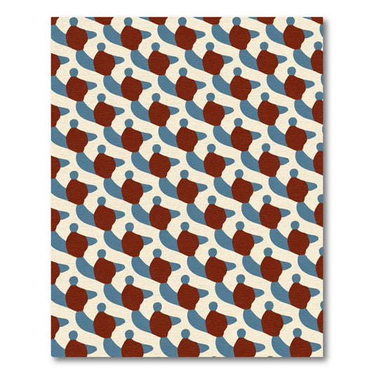 Amber Red Blue Abstract Swirl Rug